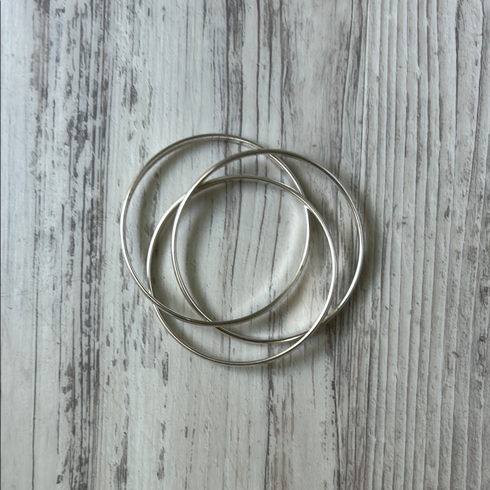 Chic Silver Plated Bangle Bracelet Set - image 1